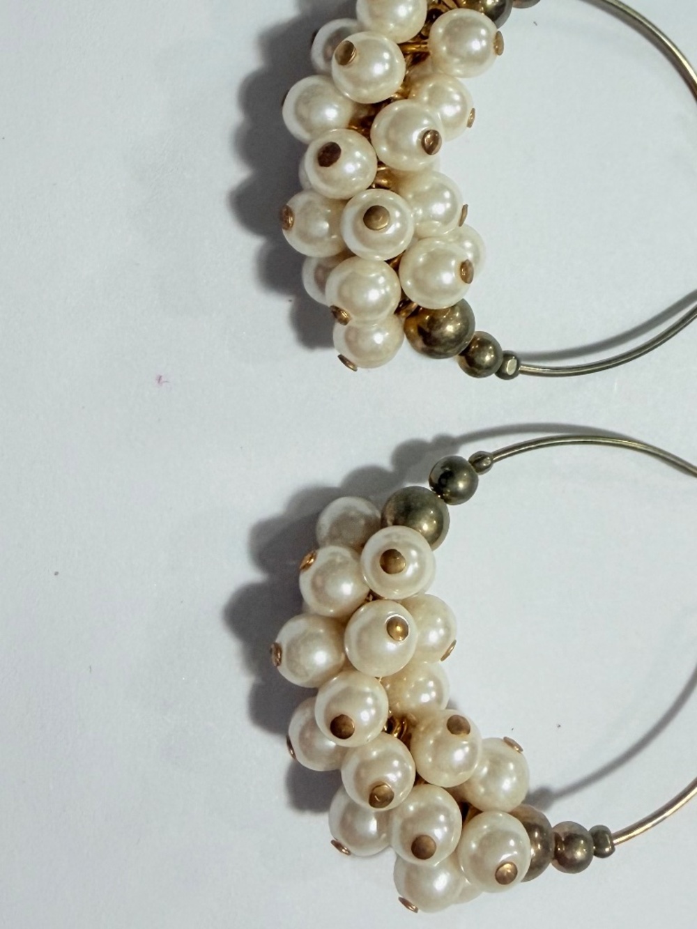 Faux Pearl Cluster Hoop Earrings